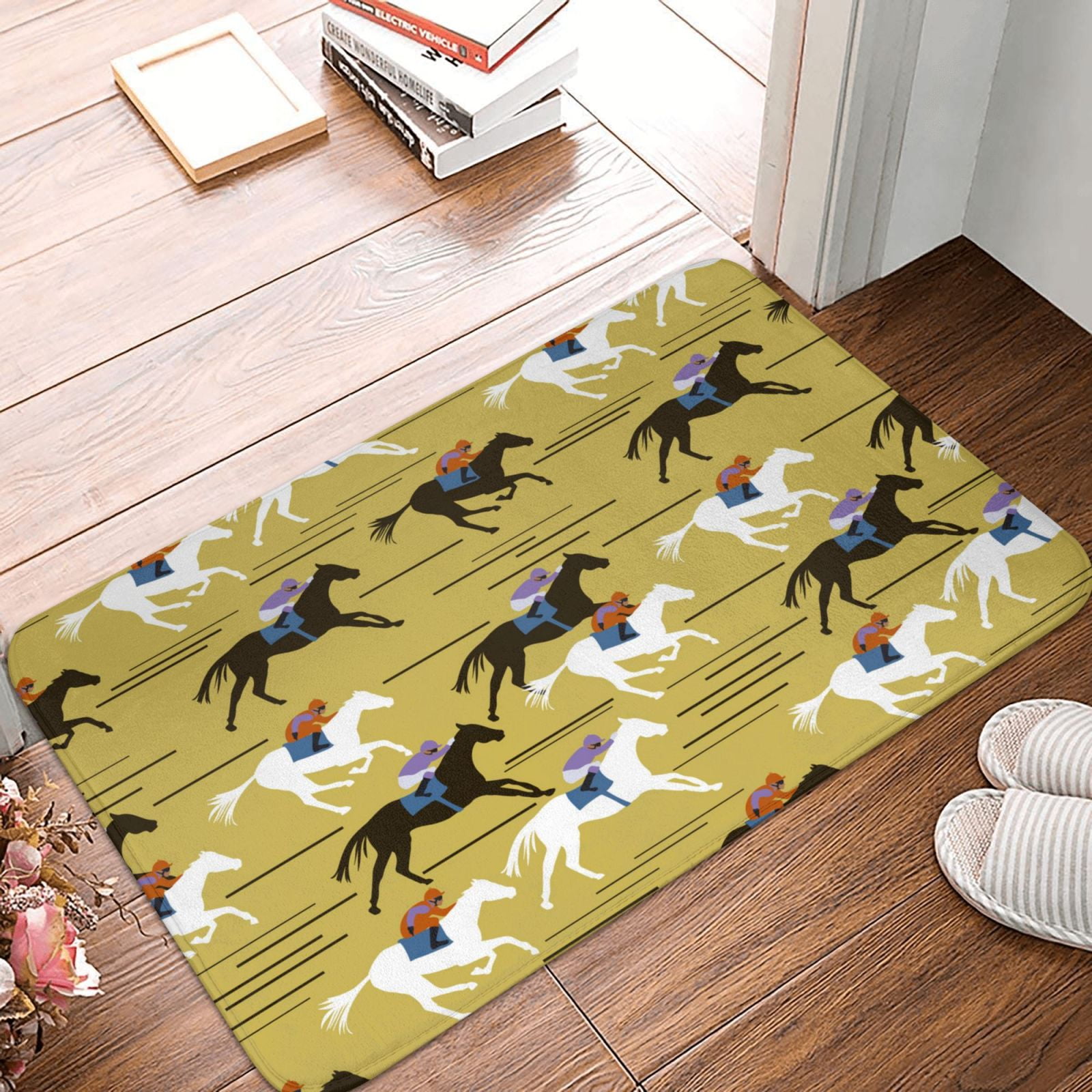Bathroom Rugs Mat Minimalist Painted Knight Horse Entryway Indoor