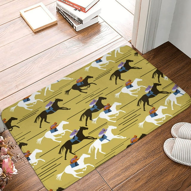 Bathroom Rugs Mat Minimalist Painted Knight Horse Entryway Indoor