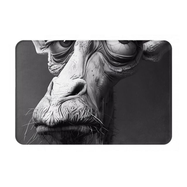 Bathroom Rugs Mat, Monochrome Giraffe Expression Washable Non Slip Bath