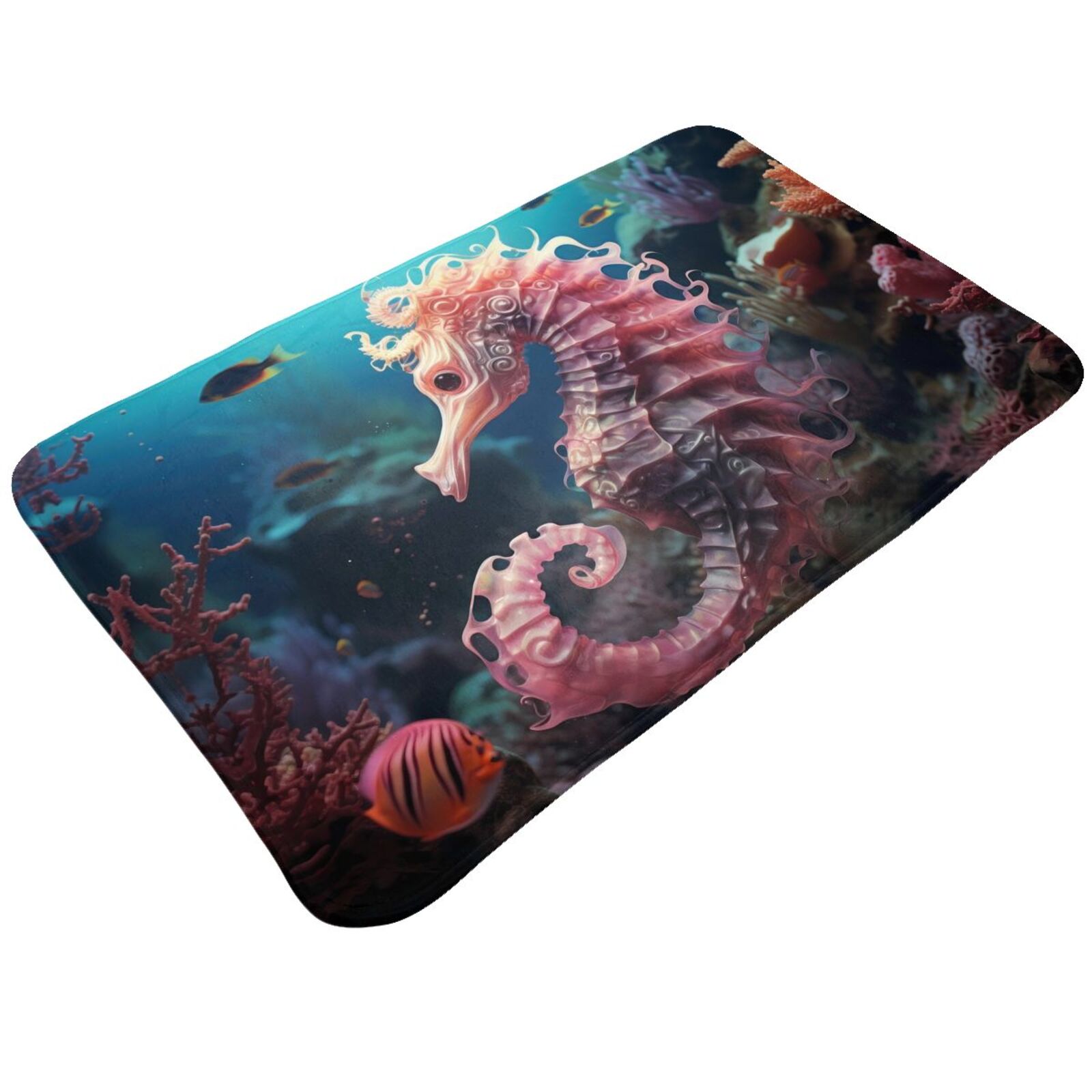 Bathroom Rugs Mat Ocean Pink Seahorse Entryway Indoor Door Mat Bedroom Kitchen Rugs Mat for