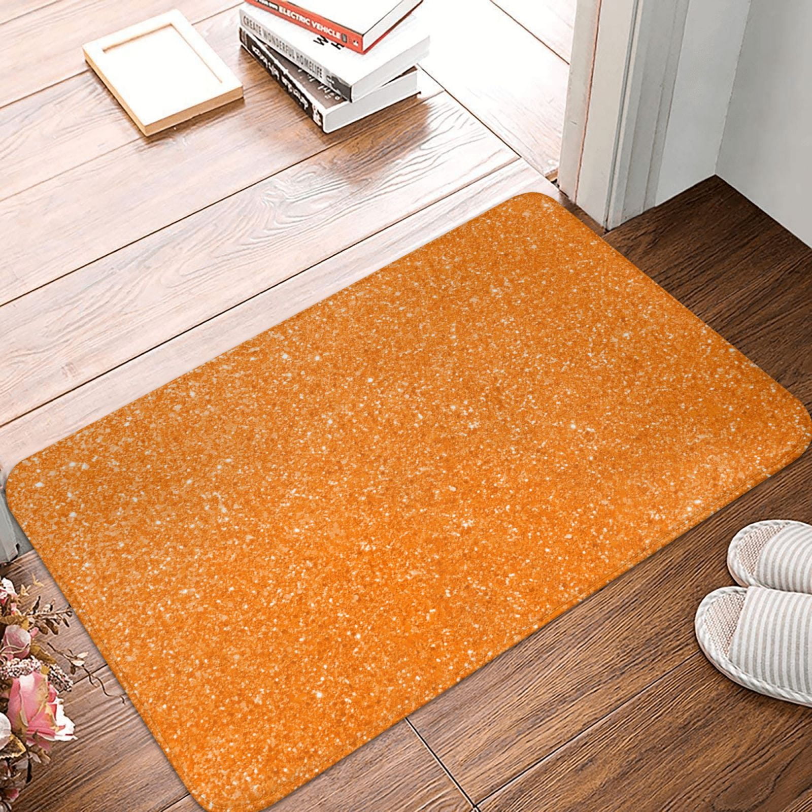 Bathroom Rugs Mat, Orange Glitter2 Entryway Indoor Door Mat Kitchen