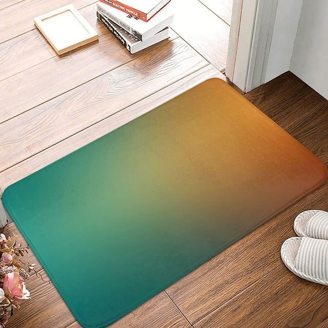Bathroom Rugs Mat Orange To Teal Gradient Entryway Indoor Door Mat