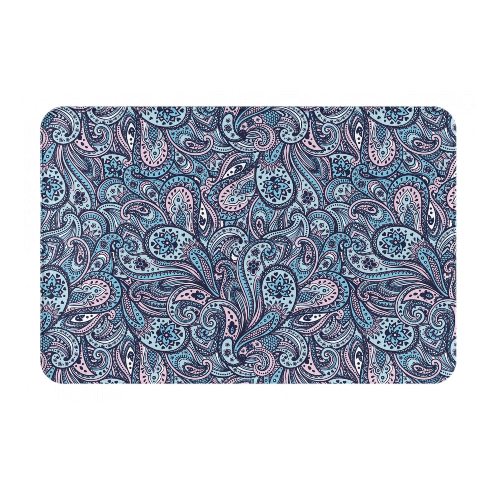 Bathroom Rugs Mat, PersianInspired Floral Paisley Washable Non Slip