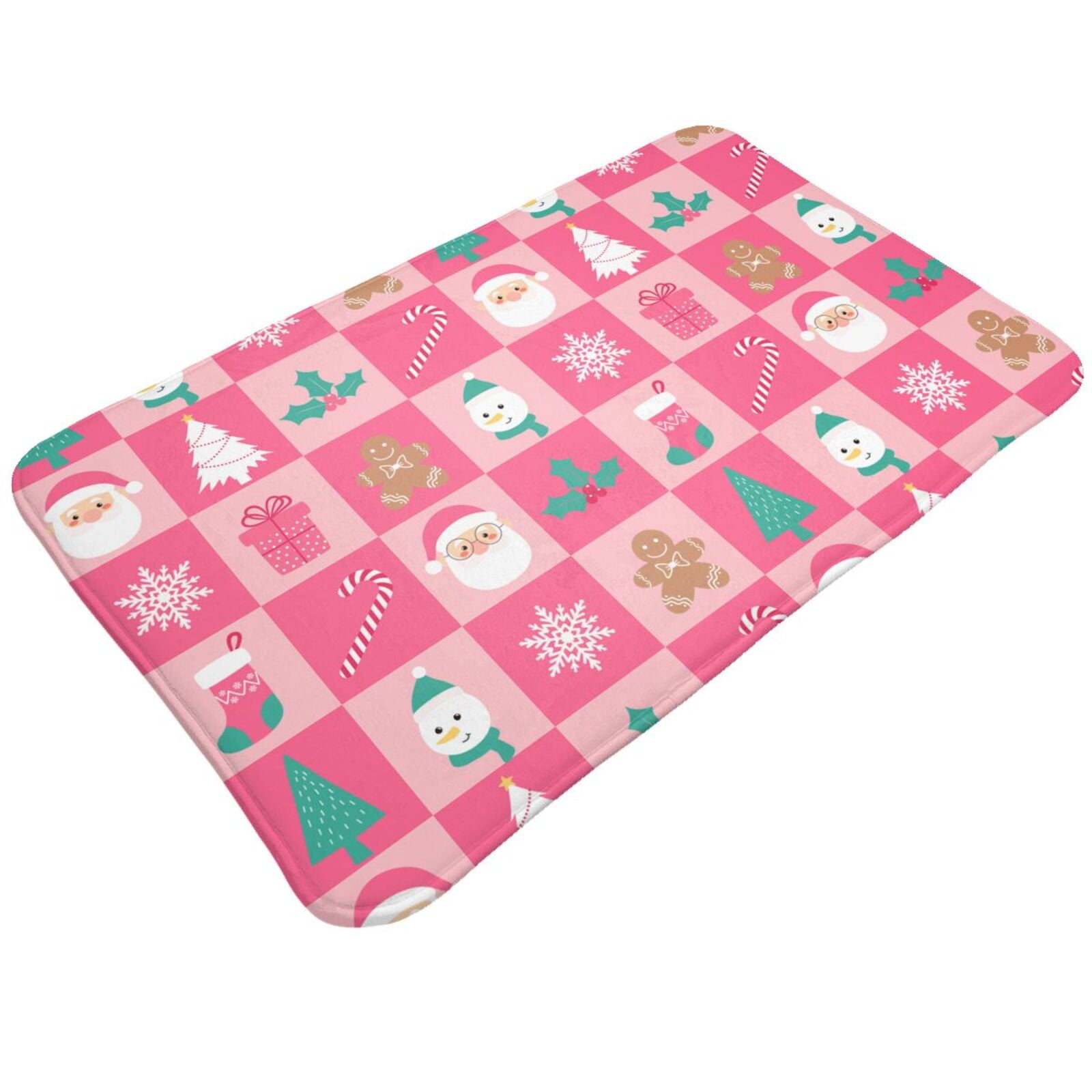Bathroom Rugs Mat Pink Christmas Cheer Entryway Indoor Door Mat