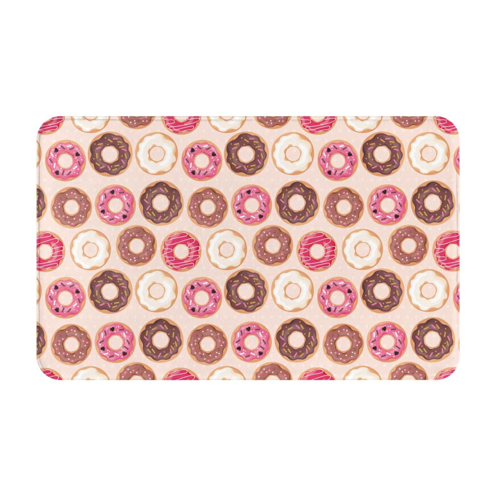 Bathroom Rugs Mat, Pink White Brown Doughnuts Door Mats