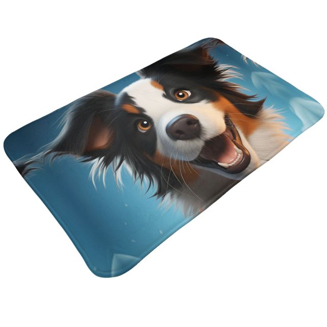 Bathroom Rugs Mat Playful Smile Cute Dog Entryway Indoor Door Mat