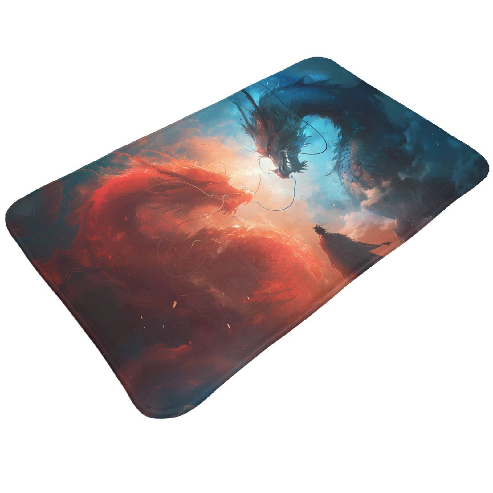 Bathroom Rugs Mat, Red and Blue Sky Dragon Door Mats Entryway