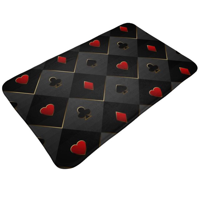 Bathroom Rugs Mat Red Poker Entryway Indoor Door Mat Bedroom Kitchen