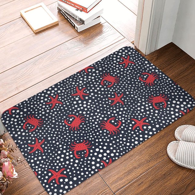 Bathroom Rugs Mat Red Starfish Crab Entryway Indoor Door Mat Kitchen