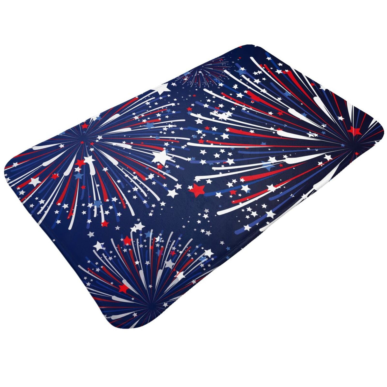 Bathroom Rugs Mat Red White Blue Fireworks 1 Entryway Indoor Door Mat