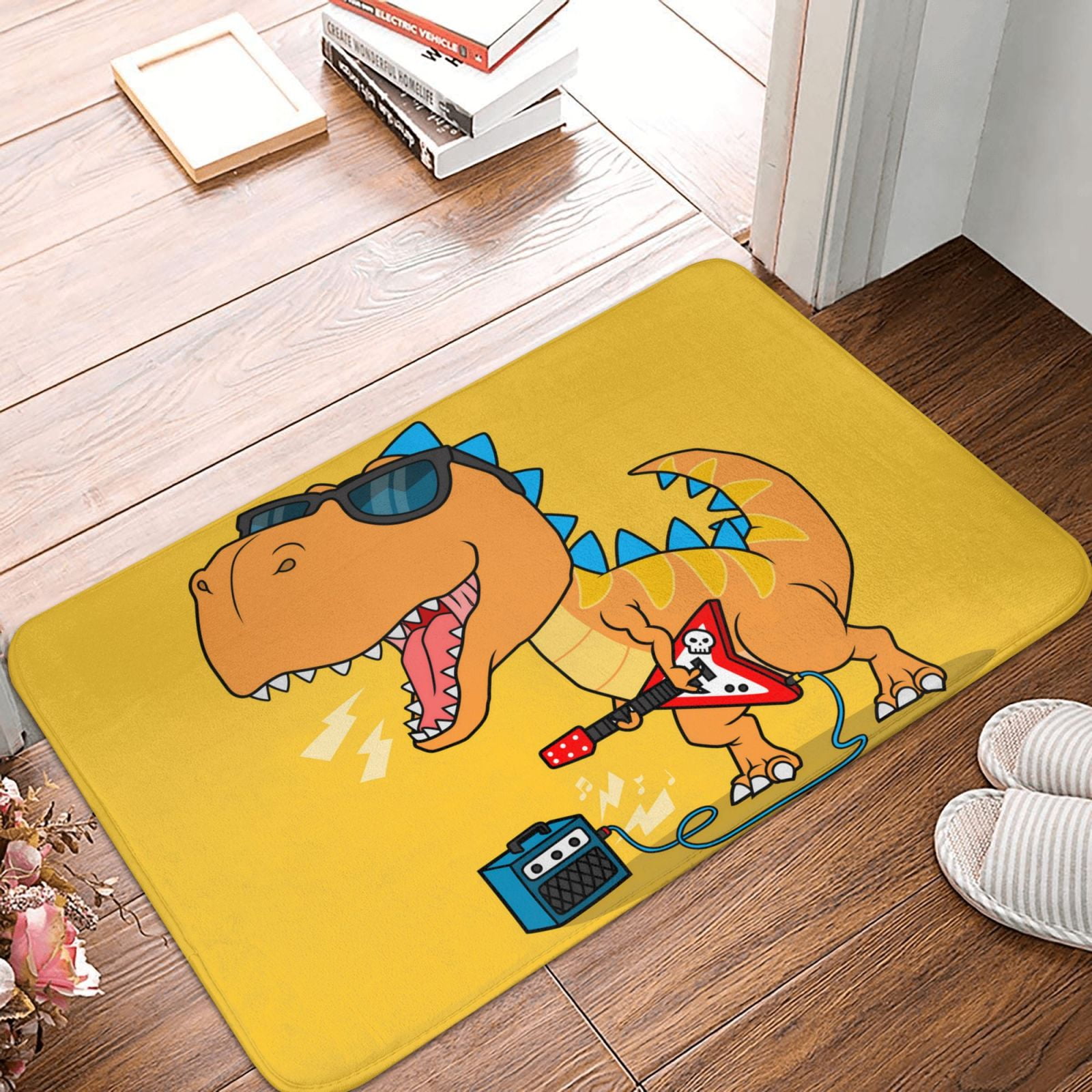 Bathroom Rugs Mat, Rockstar Dinosaur Entryway Indoor Door Mat Kitchen