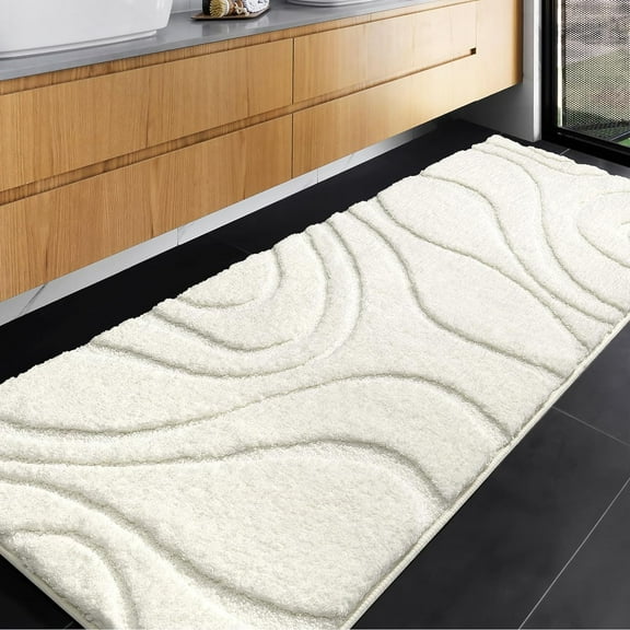 Bathroom Rugs Mat Runner 24 x 60 Inch, Light Gray Bath Rugs Extra Long Non-Slip Machine Wash Dry Bath Mats Large Soft and Absorbent Microfiber Carpet for Bathroom Floor, Tub and Shower