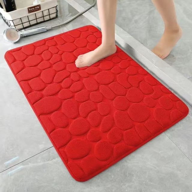 Bathroom Rugs Mat Set 2 Piece Red, Memory Foam Bath Mats Sets, Non Slip Water Absorbent Washable Bath Rugs for Sink, Toilet and Floor