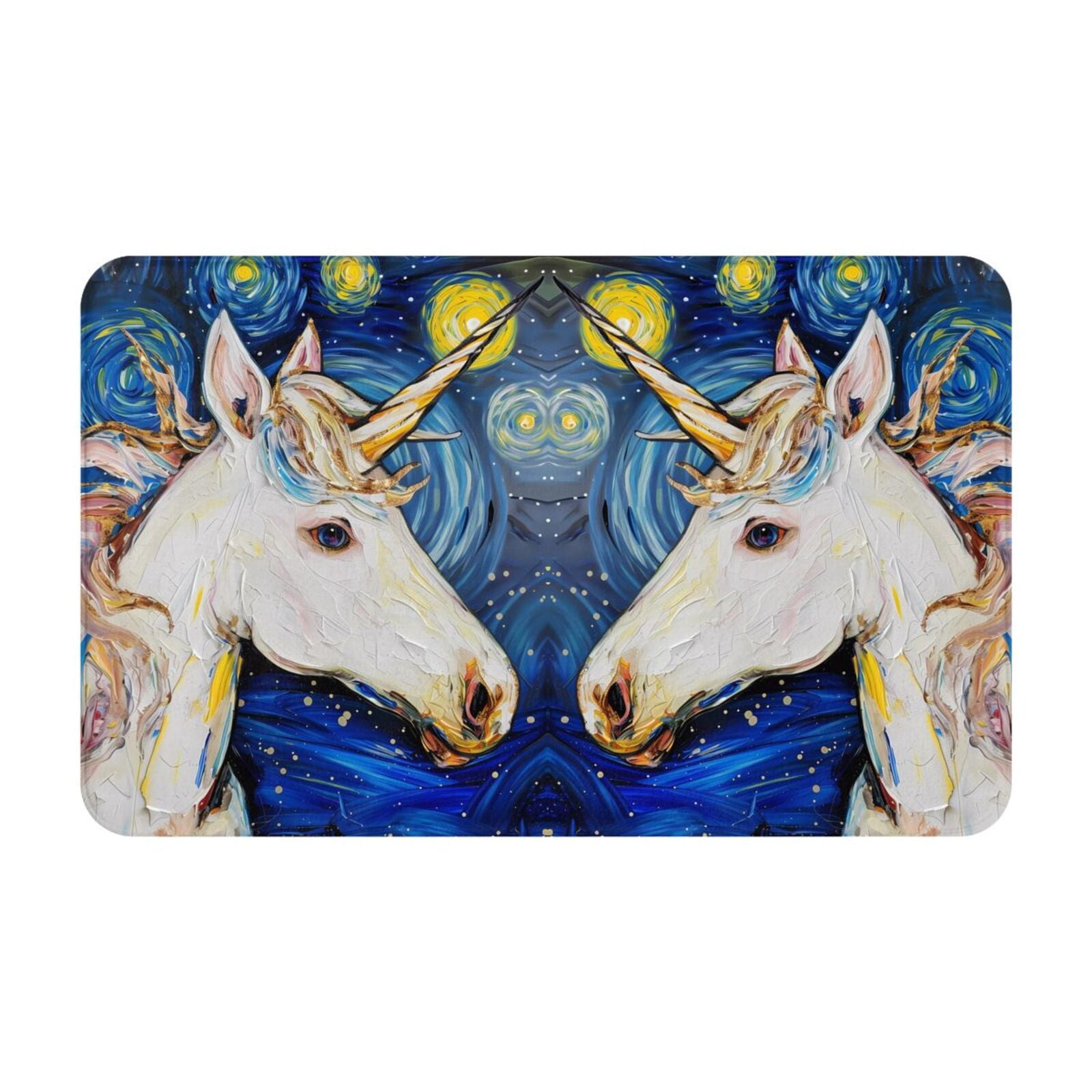 Bathroom Rugs Mat Starry White Horse NonSlip Entryway Indoor Door Mat Kitchen Bedroom Rugs