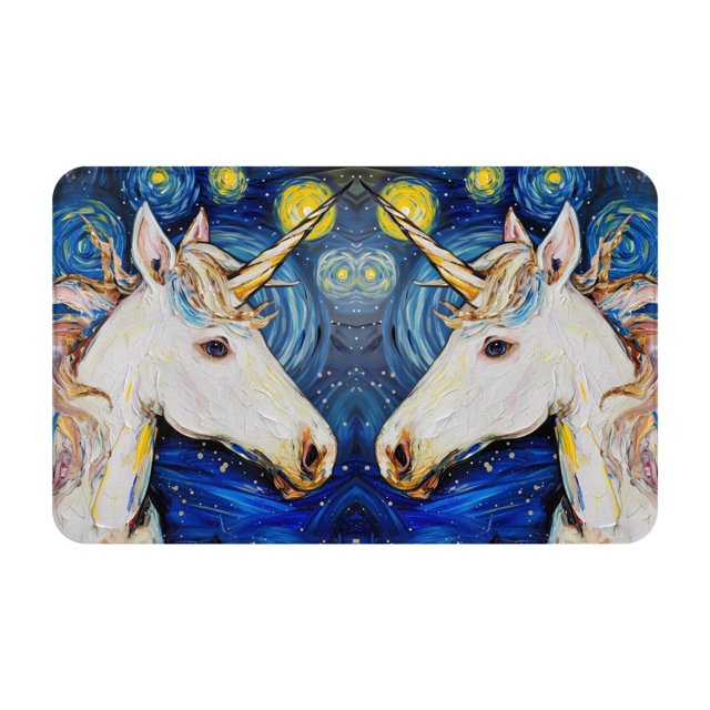 Bathroom Rugs Mat Starry White Horse NonSlip Entryway Indoor Door