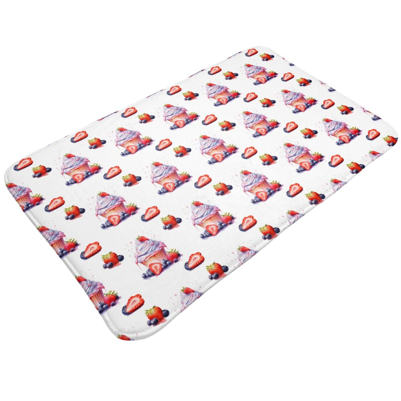 Bathroom Rugs Mat Strawberry Blueberry Cream Cake Entryway Indoor