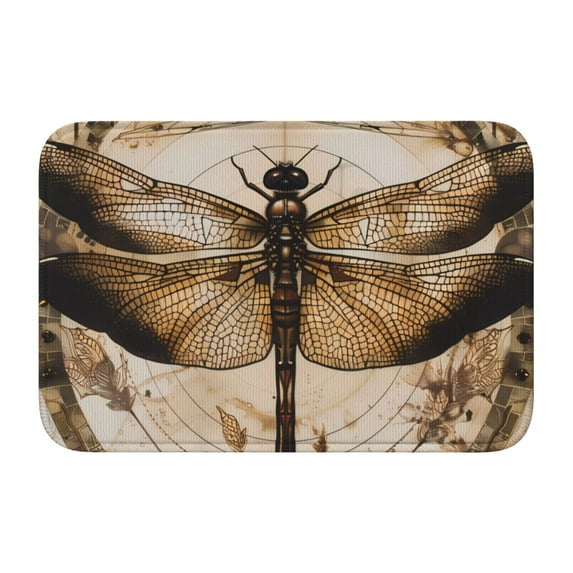 Bathroom Rugs Mat, Vintage Dragonfly Artwork Washable Non Slip Bath Kitchen Mat for Floor, Welcome Mat for Front Door Entryway Rug Indoor Door Mat Small Rugs 24x16 Inch