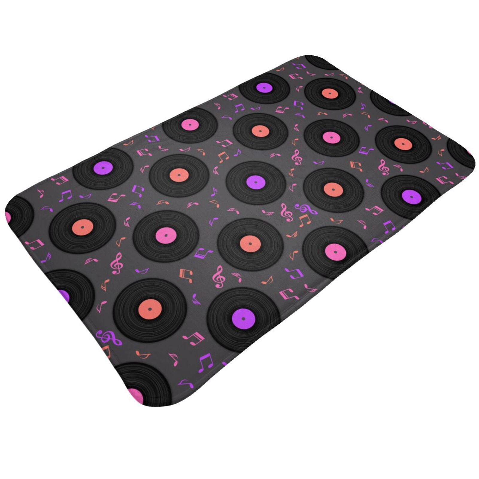 Bathroom Rugs Mat Vinyl Records Musical Notes Entryway Indoor Door