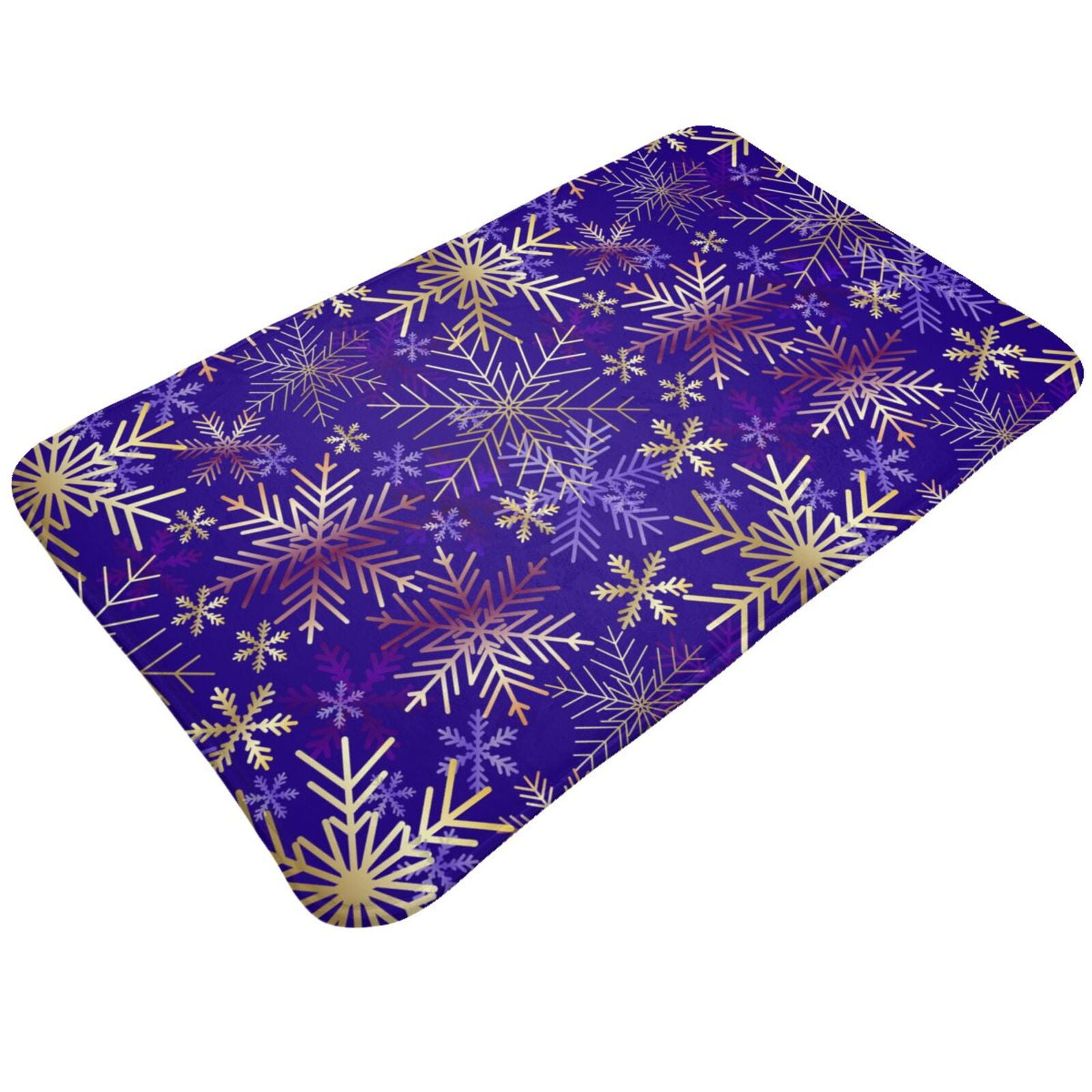 Bathroom Rugs Mat blue purple Snowflake Entryway Indoor Door Mat