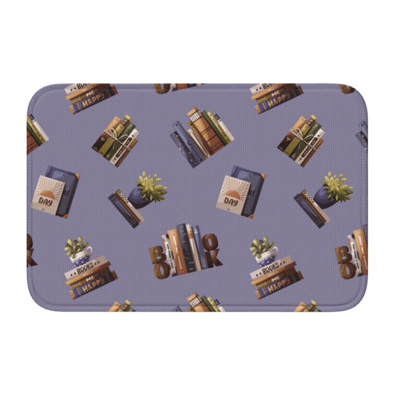 Bathroom Rugs Mat, books lover plants reading print Washable Non Slip Bath Kitchen Mat for Floor, Welcome Mat for Front Door Entryway Rug Indoor Door Mat Small Rugs 24x16 Inch