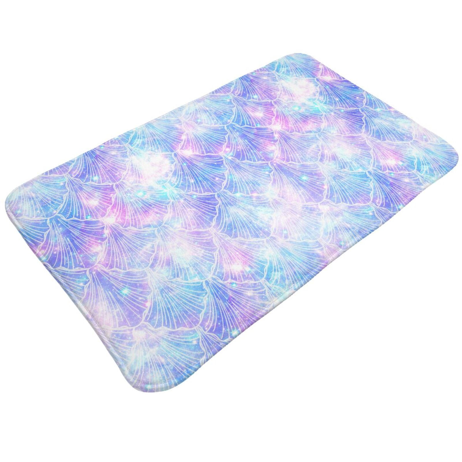 Bathroom Rugs Mat bright blue shiny fish scale Entryway Indoor Door