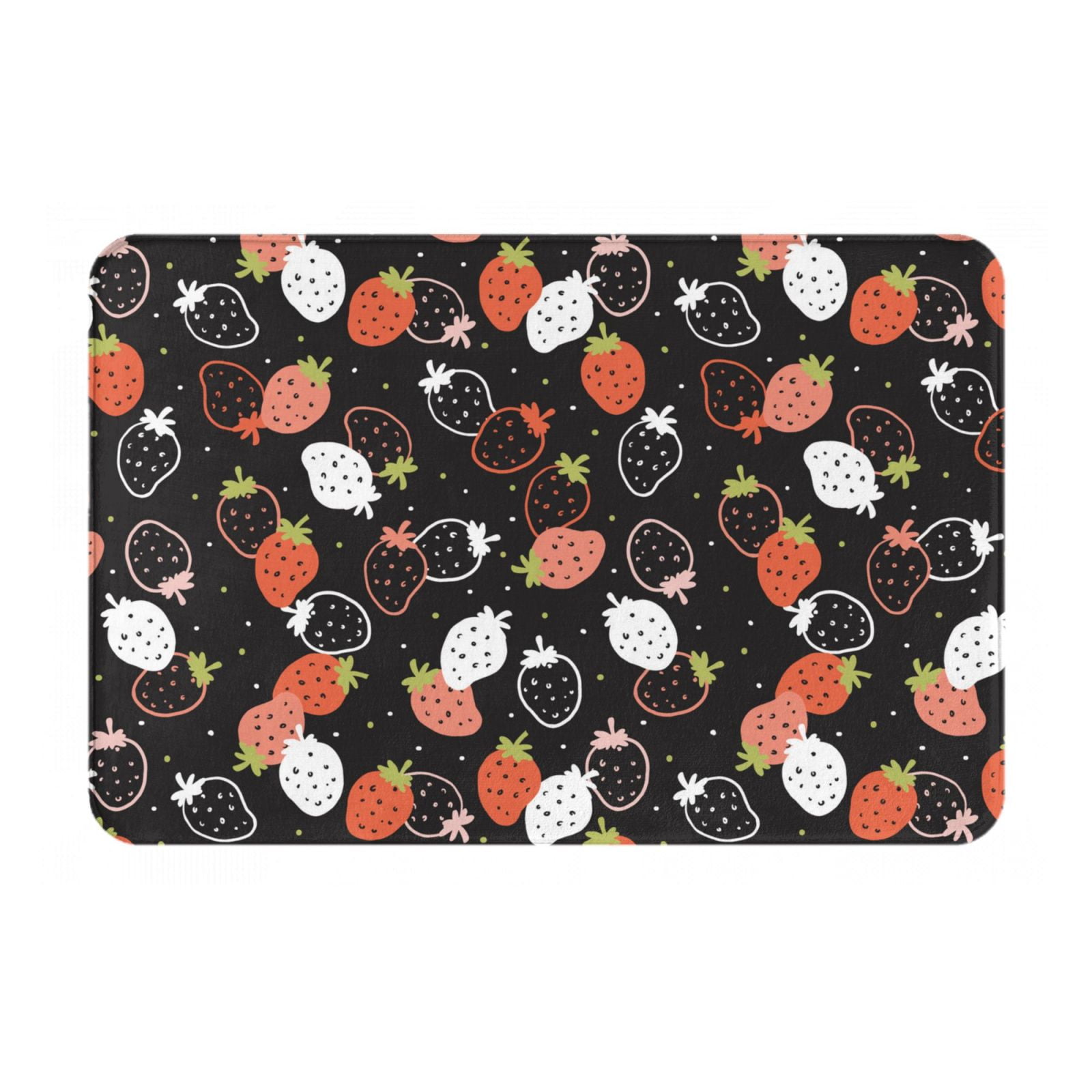 Bathroom Rugs Mat, cartoon Strawberry black Washable Non Slip Bath