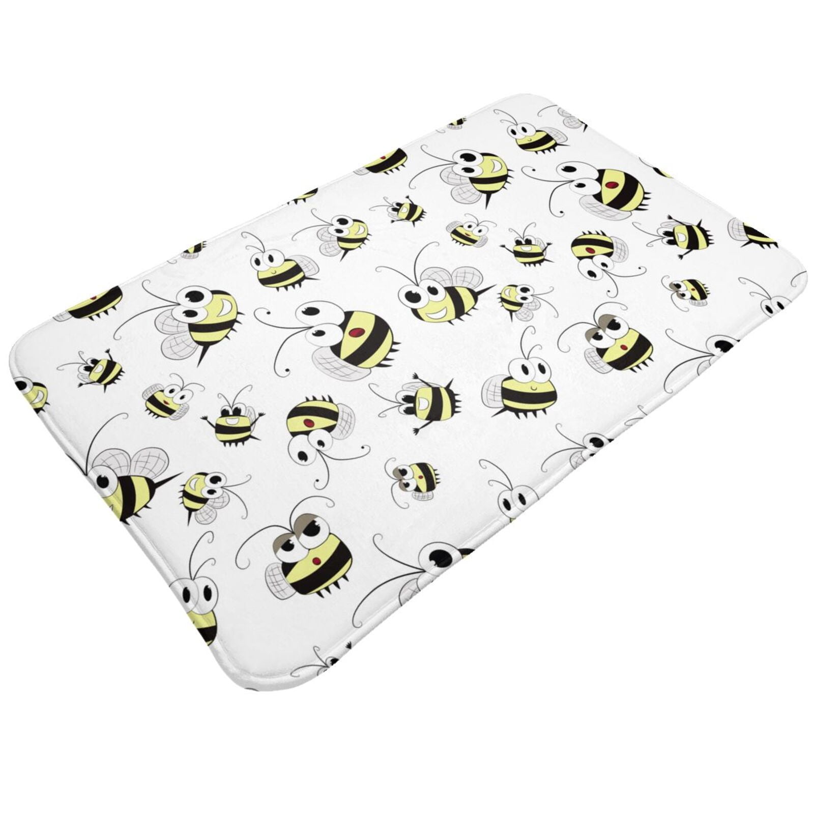 Bathroom Rugs Mat cartoon bees funny white cute Entryway Indoor Door