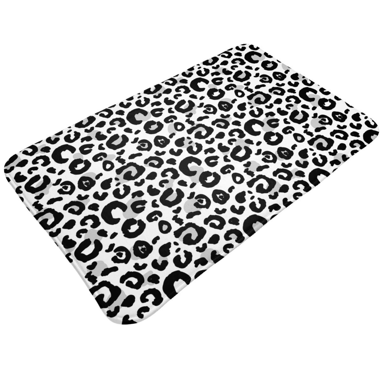 Bathroom Rugs Mat, cool black grey Leopard print Door Mats