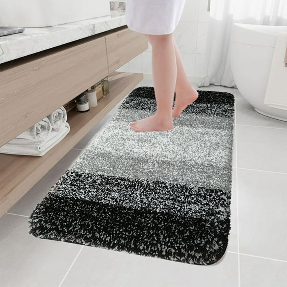 Bathroom Rugs and Mats Clearance Rvasteizo Living Room Bedroom Flocking Carpet Rug Bathroom Absorbent Non Slip Mats Kitchen Foot Mats Machine Wash Bathroom Rugs for Bedroom Bath Tub And Shower, Black