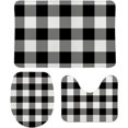 thumbnail image 1 of Bathroom Rugs Mats Set 3 Piece Non Slip Bath Rugs ﻿Plaid Pattern White Black Mats Absorbent Shower Rug Soft Toilet Floor Carpet Doormat Machine Washable, 1 of 3