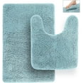 thumbnail image 1 of Bathroom Rugs and Mats Sets, Chenille Microfiber, Quick Dry, Ultra Soft Luxury, Shaggy Absorbent Non-Slip Washable Bath Rugs, Bath Mats for Bathroom, Shower Mat & Tub (Aqua, 21"x32", 2 pcs), 1 of 6