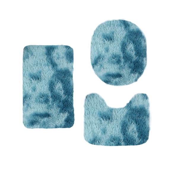 Bathroom Rugs and Mats Sets Winter Thickened Mixed Color Bath Mats (3 Sets), Winter Bathroom Mats (3 Pcs), Toilet Seat Mats, Non-Slip, Thickened, Washable, Quick-Drying, Dark Color