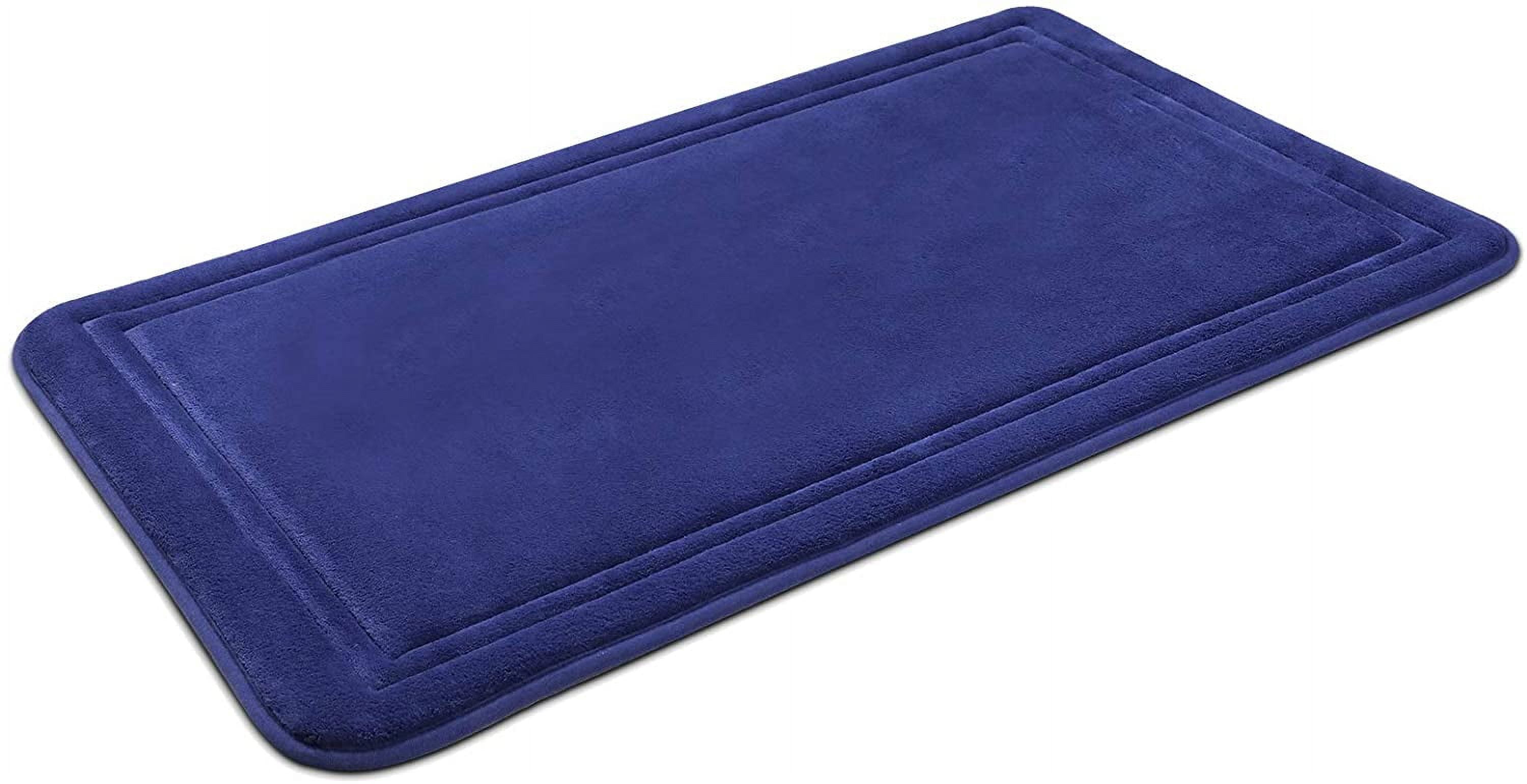 ITSOFT NonSlip Thick Quick Dry Memory Foam Bath Rug for Bathroom Blue