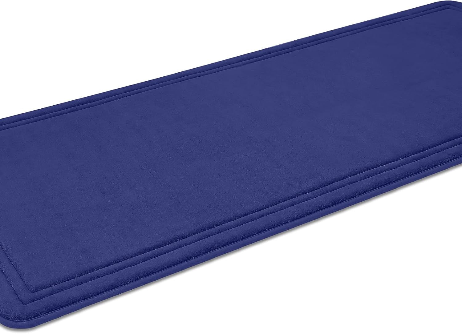ITSOFT Luxury Memory Foam Bathroom Mats, Non-Slip Bathmat Set, Blue, 23” x 59"