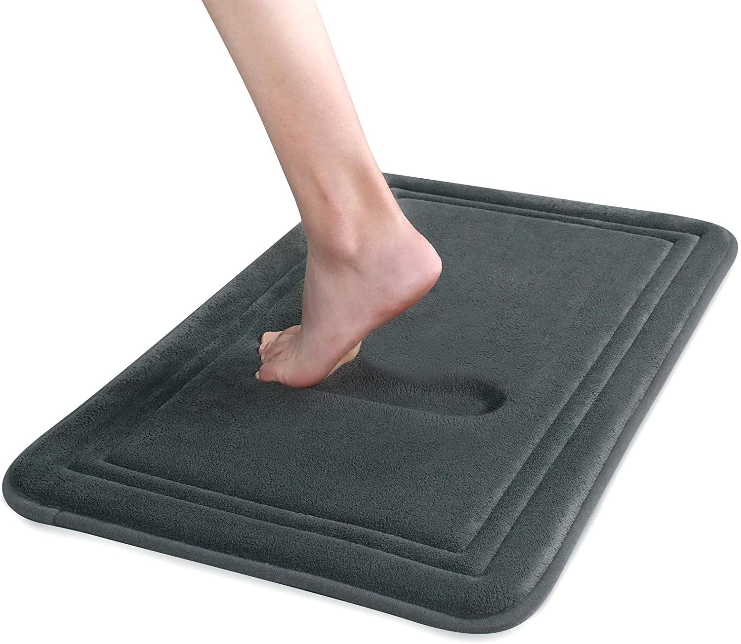 Mainstays Performance Quick Dry Memory Foam Bath Mat, Grey Flannel, 17