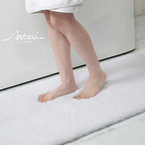 Bathroom Rugs Non Slip, Large Bath Rugs for Bathroom Decor, Bathroom Shower Floor Mat, Machine Washable Bath Rug Runner, 20"X32", White