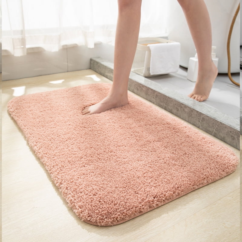 Bathroom Rugs Non Slip & Super Absorbent Extra Thick Soft, Washable Bath Mat for Floor, Microfiber Plush Shaggy Bath Rug with Rubber for Bathtub Shower Room Sink