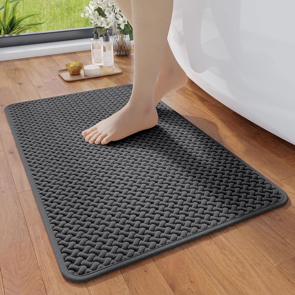 YDKGL Bathroom Rugs Non Slip, Super Absorbent Quick Dry Bath Mats for Bathroom, Foam Weave Texture Thin Washable with Rubber Backing Fit Under Door Outside Shower,16" x 24