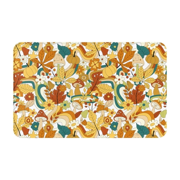 Bathroom Rugs Non Slip Washable - 70s Groovy Hippie Kitchen Mats for Floor, Area Rugs for Entryway Rugs Indoor, Laundry Bathroom Room Door Rug with Rubber Backing 20x31.5in