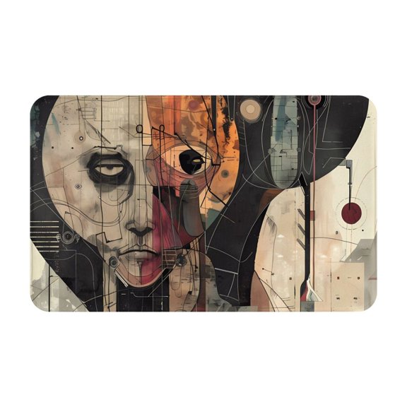 Bathroom Rugs Non Slip Washable - Abstract Geometric Faces Kitchen Mats for Floor, Area Rugs for Entryway Rugs Indoor, Laundry Bathroom Room Door Rug with Rubber Backing 20x31.5in