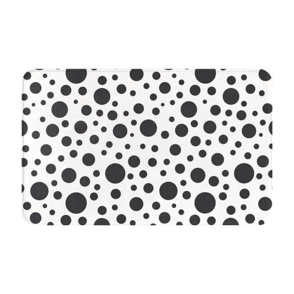 Bathroom Rugs Non Slip Washable - Abstract black Polka dots Kitchen Mats for Floor, Area Rugs for Entryway Rugs Indoor, Laundry Bathroom Room Door Rug with Rubber Backing 20x31.5in