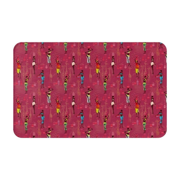 Bathroom Rugs Non Slip Washable - African Women Bearing Clay Pots Kitchen Mats for Floor, Area Rugs for Entryway Rugs Indoor, Laundry Bathroom Room Door Rug with Rubber Backing 20x31.5in
