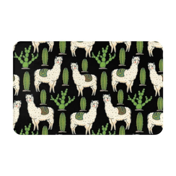 Bathroom Rugs Non Slip Washable - Alpaca Cute llamas cactus funny Kitchen Mats for Floor, Area Rugs for Entryway Rugs Indoor, Laundry Bathroom Room Door Rug with Rubber Backing 20x31.5in
