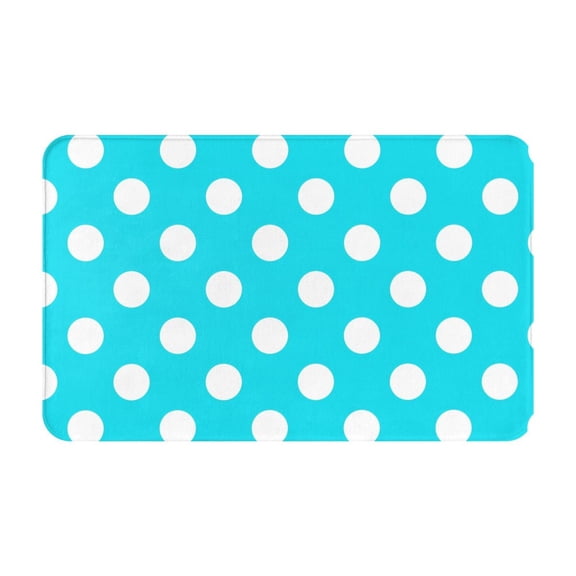 Bathroom Rugs Non Slip Washable - Aqua And White Polka Dot Kitchen Mats for Floor, Area Rugs for Entryway Rugs Indoor, Laundry Bathroom Room Door Rug with Rubber Backing 20x31.5in