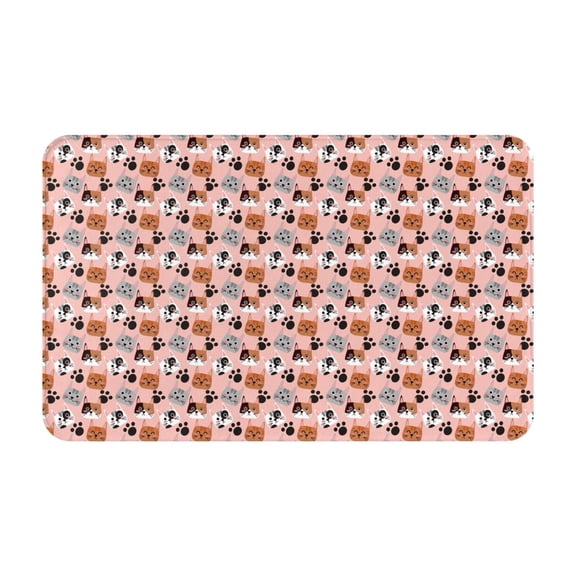 Bathroom Rugs Non Slip Washable - Artistic Cartoon Cat Footprints Kitchen Mats for Floor, Area Rugs for Entryway Rugs Indoor, Laundry Bathroom Room Door Rug with Rubber Backing 20x31.5in