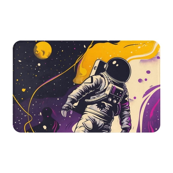 Bathroom Rugs Non Slip Washable - Astronaut Floating purple Space Kitchen Mats for Floor, Area Rugs for Entryway Rugs Indoor, Laundry Bathroom Room Door Rug with Rubber Backing 20x31.5in