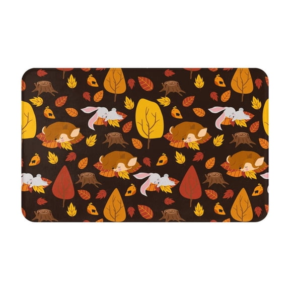 Bathroom Rugs Non Slip Washable - Autumn Forest Small Animals Lazy Kitchen Mats for Floor, Area Rugs for Entryway Rugs Indoor, Laundry Bathroom Room Door Rug with Rubber Backing 20x31.5in