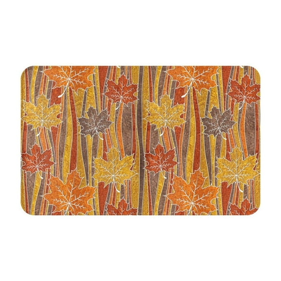 Bathroom Rugs Non Slip Washable - Autumn Maple Leaf Stripes Kitchen Mats for Floor, Area Rugs for Entryway Rugs Indoor, Laundry Bathroom Room Door Rug with Rubber Backing 20x31.5in
