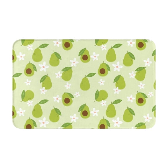 Bathroom Rugs Non Slip Washable - Avocado With Leaf And Flower Kitchen Mats for Floor, Area Rugs for Entryway Rugs Indoor, Laundry Bathroom Room Door Rug with Rubber Backing 20x31.5in