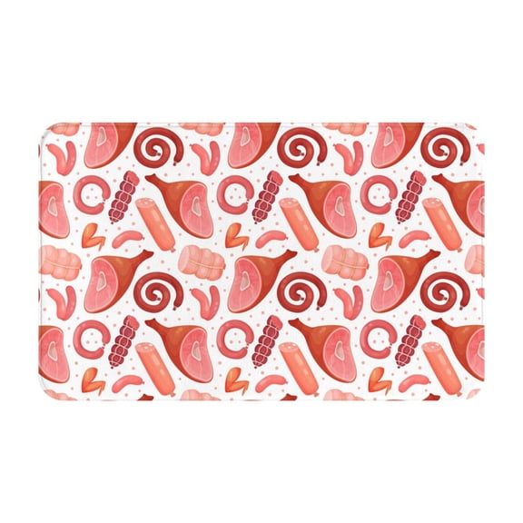 Bathroom Rugs Non Slip Washable - Bacon Ham print Kitchen Mats for Floor, Area Rugs for Entryway Rugs Indoor, Laundry Bathroom Room Door Rug with Rubber Backing 20x31.5in